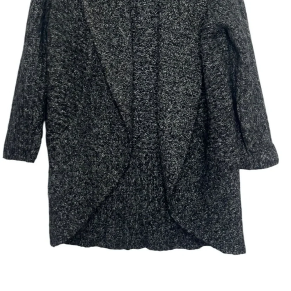 Talbots Open Front Cardigan Sweater Small Petite SP Black White Alpaca Blend - Picture 4 of 6